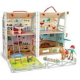 thumbnail image 2 of Hape: Pony Club Ranch - Wooden 2 Level Barn Dollhouse, White & Red, Horse & Rider Figures, Open & Reveal, Rope Handle, 13.8"x11.4"x9.4", Kids Ages 3+, 2 of 11