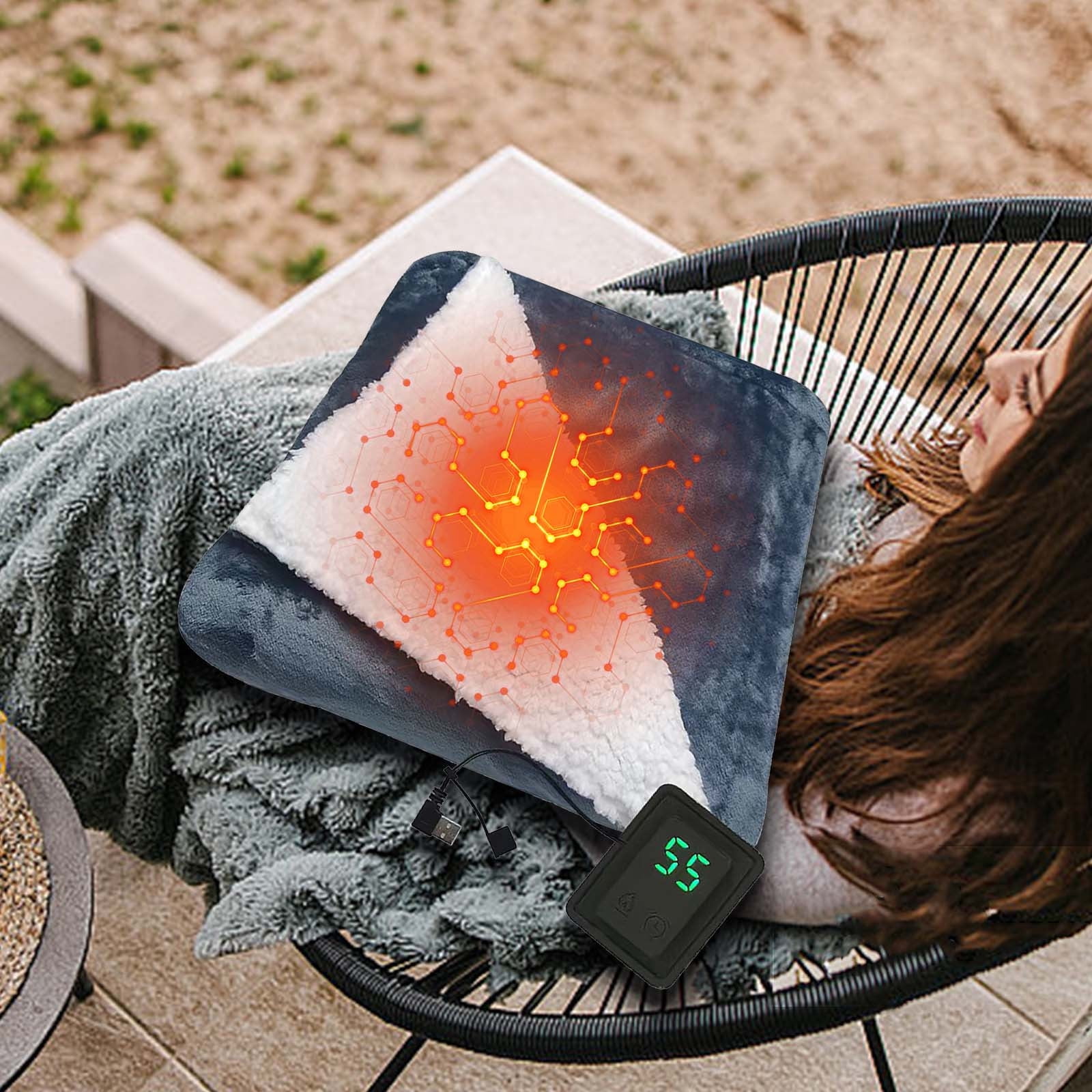 Sunshinehomely Portable Heated Shawl, 2025 Heated Shawl Wraps for Women, USB Heated Blanket Shawl, Electric Heated Blanket Shawl, 3 Heating Levels, for Home Office Car Travel