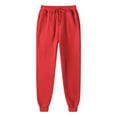 thumbnail image 4 of BLOCLOALO Casual Pants Stretch Pants Straight Leg Sweatpants for Women Bottom Fleece Joggers Drawstring High Waited Tapered Yoga Pants with Pockets Workout Pants Athletic Pants Palazzo Pants Red L, 4 of 5