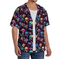 thumbnail image 2 of Pofeuu colorful mushroom Skull Print Mens Casual Short Sleeve Shirts Beach Summer Spread Collar Pocket Tops Men's Casual Short-sleeved Shirt-X-Large, 2 of 5