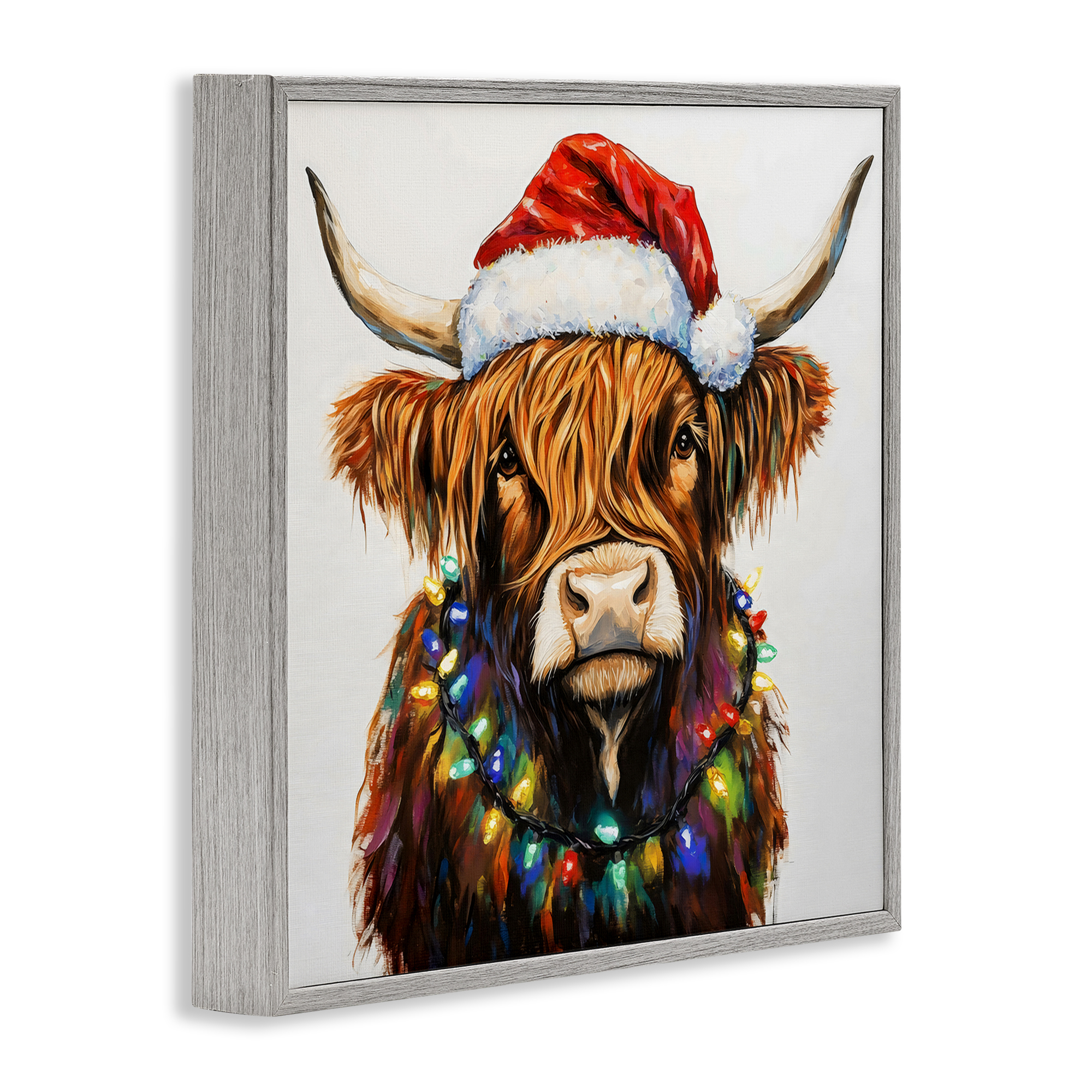 Holiday Lights Bedecked Highland Gray Framed Giclee Art, design by Petal Prints Design
