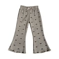 thumbnail image 4 of CPNG Girls Bell Bottom Pants Polka Dots Bow Elastic High Waisted Slim Fitting Casual Yoga Dance Flared Pants(Dark Gray,12-18 Months), 4 of 4