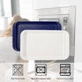 thumbnail image 3 of Grilling Prep and Serve Trays, 17 x 10.5 inch BBQ Trays for Cooked and Raw Foods, Set of 2 Melamine Serving Platters for Meats, Grill Accessories, Blue and White, 3 of 7
