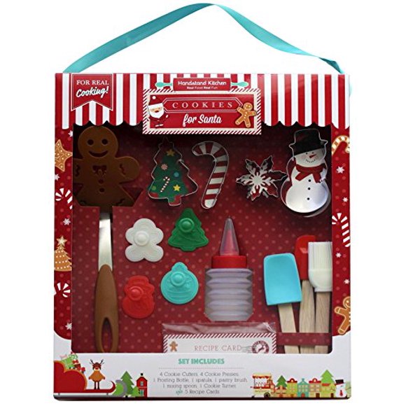 Handstand Kitchen 18-Piece Cookies for Santa Real Baking Set with Recipes for Kids