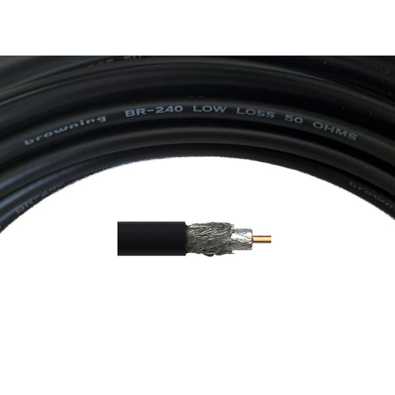 50' Feet Coaxial Cable Low Loss LMR240 RG8X Type Solid Center Conductor, No Connectors. 240-50NC