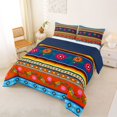 thumbnail image 2 of jejeloiu Vibrant Mexican Queen Comforter Set For Men Women,Floral Pattern Comforter Sets Queen,Orange Blue,Navy Blue Reversible,3-Piece,1 Comforter and 2 Pillowcases, 2 of 7