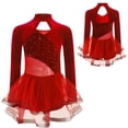 thumbnail image 2 of iiniim Lyrical Dance for Girls Sparkly Rhinestone Ballet Leotard with Wrap Skirts Modern Dancewear Red 6, 2 of 7