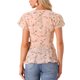 thumbnail image 3 of INSPIRAR CHIC Blusas de Mujer con Estampado Floral, Cuello en V, Manga Corta, Cintura con Lazo, Peplum, Talla XS, Rosa, 3 of 6