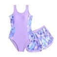 thumbnail image 3 of XEGLSBU Swimsuit for Girls Swim Suit 1 Piece Bathing Suit Summer Bikini Swimwear with Shorts z260529-Purple-c Size 13-14 Years, 3 of 8