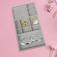 thumbnail image 6 of 3 Pieces Jewelry Trays Organizer Drawer Inserts Storage Holder Flocking Cloth Space Saving Multifunctional Display Case Box for Brooch Watch , Gray, 6 of 8