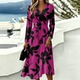 thumbnail image 4 of Dresses for Women V Neck Long Sleeve a Line Dresses Maxi Dress for Wedding Guest, Graduation, Party, 4 of 4