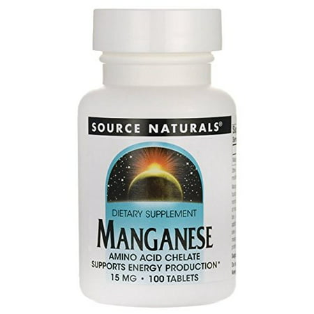 Manganese Chelate Source Naturals, Inc. 100 Tabs (Best Sources Of Manganese)