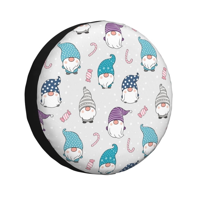 Fotbe cute winter Gnome Funda de Llanta de Repuesto con Estampado, Engrosada, Ajuste Universal para Jeep, Remolque, RV, SUV, Camión-14 inch