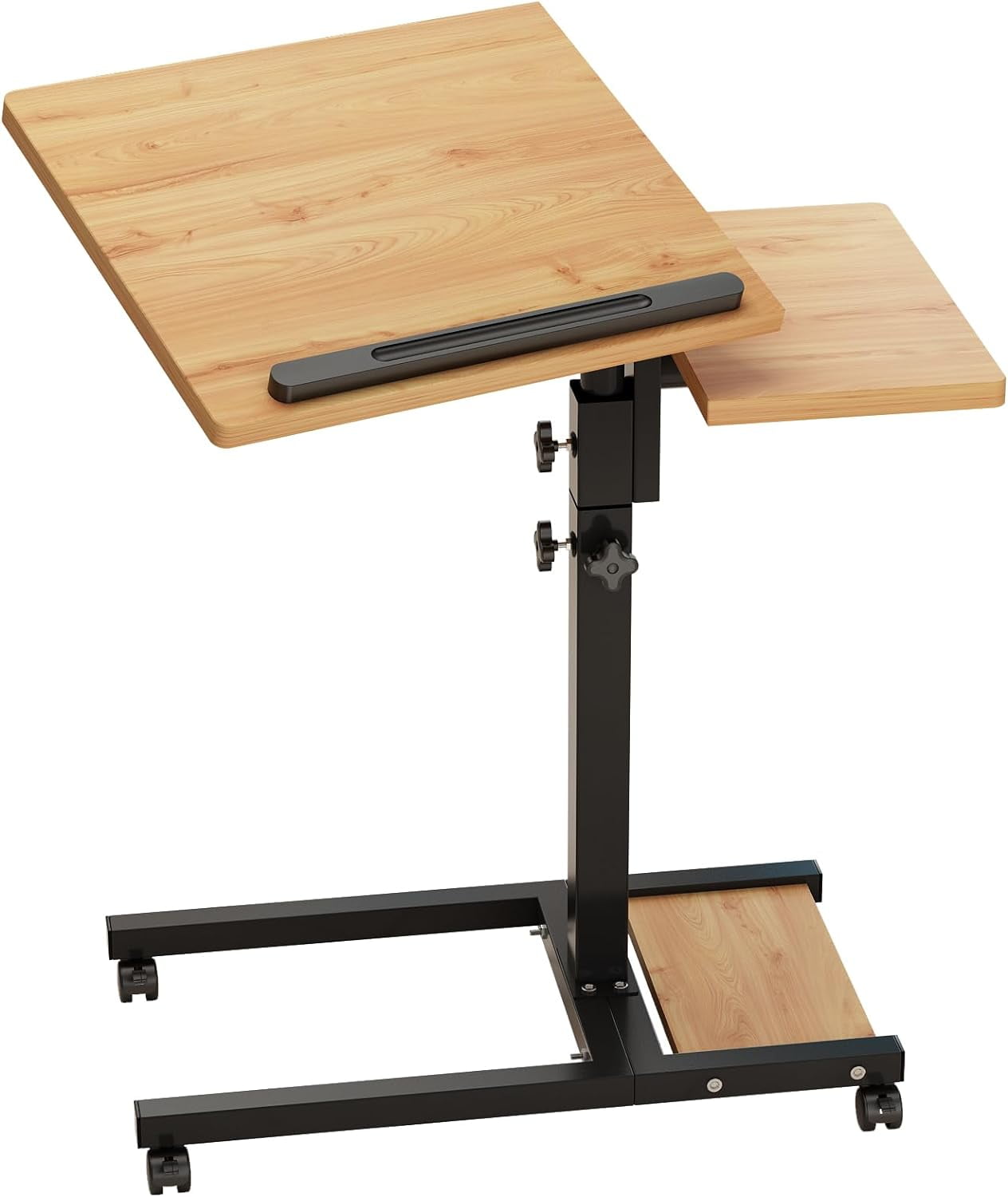 Mobile Adjustable Height Laptop Stand PC Computer Portable Notebook Swivel Laptop Desk Rolling Table Desk Cart Tiltable with Wheels Casters& Mouse Pad Table