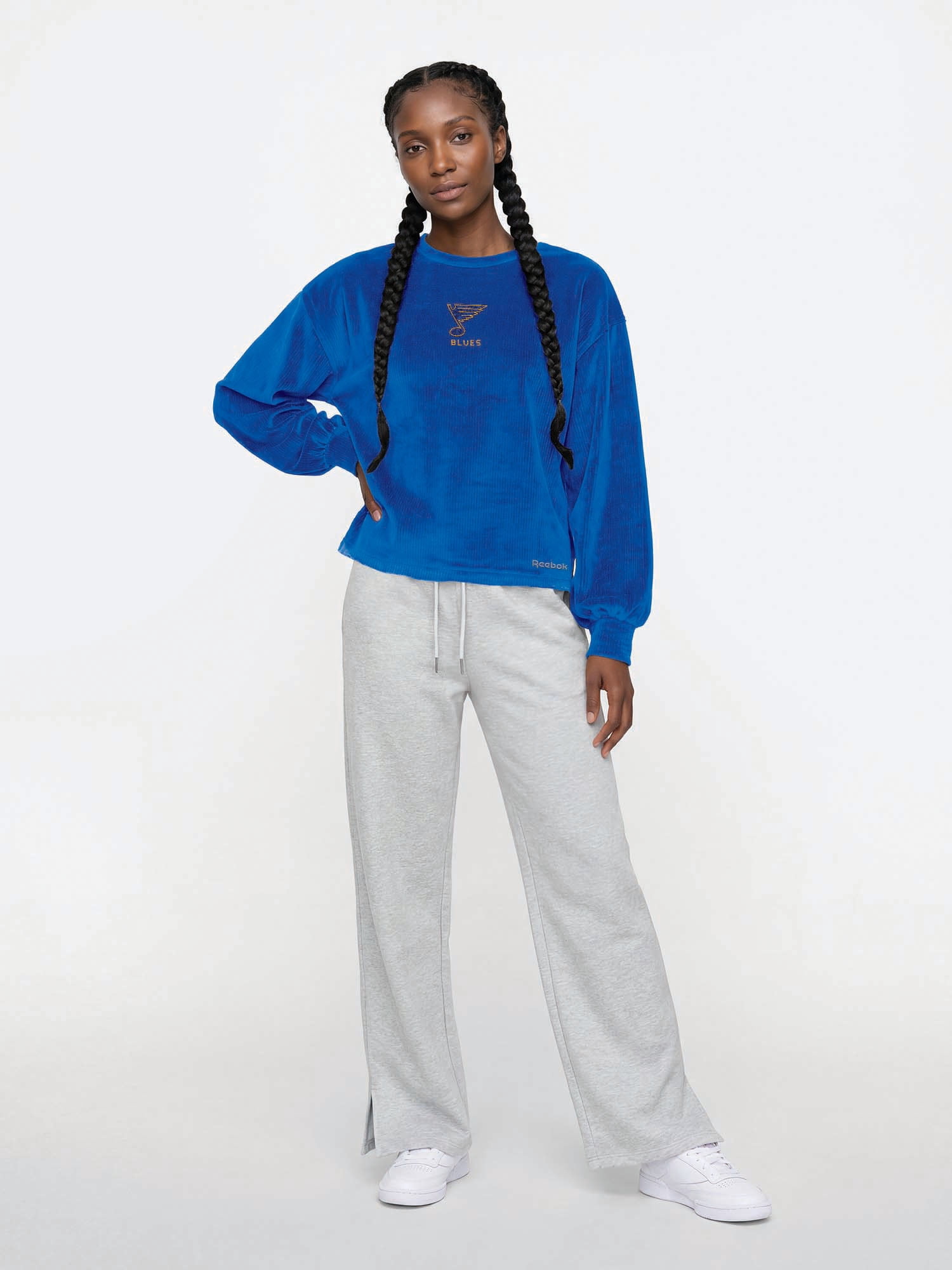 St. Louis Blues Reebok Womens Crew Neck Pullover with Balloon Sleeves