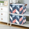 thumbnail image 2 of Yayeee Foldable Storage Basket for Shelves with Handles Waterproof Cloth Bins, Blue Geometric, 2 of 7