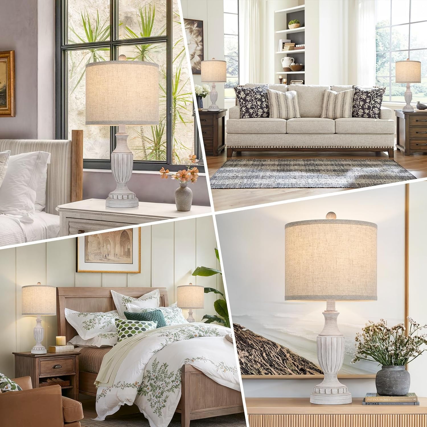 Nordic Hygge Farmhouse Living Room Table Lamps Set of 2, Grey