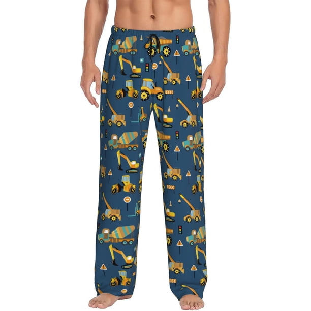 Fotbe Modern Excavator Pantalones de Pijama para Hombre, Pantalones de Dormir, Pantalones de Casa con Cintura Ajustable y Bolsillos-X-Large