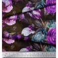 thumbnail image 2 of Soimoi Tissu Poly Georgette Violet Feuilles & Floral Imprimé 1 Yard 42 Pouces de Large, 2 of 3