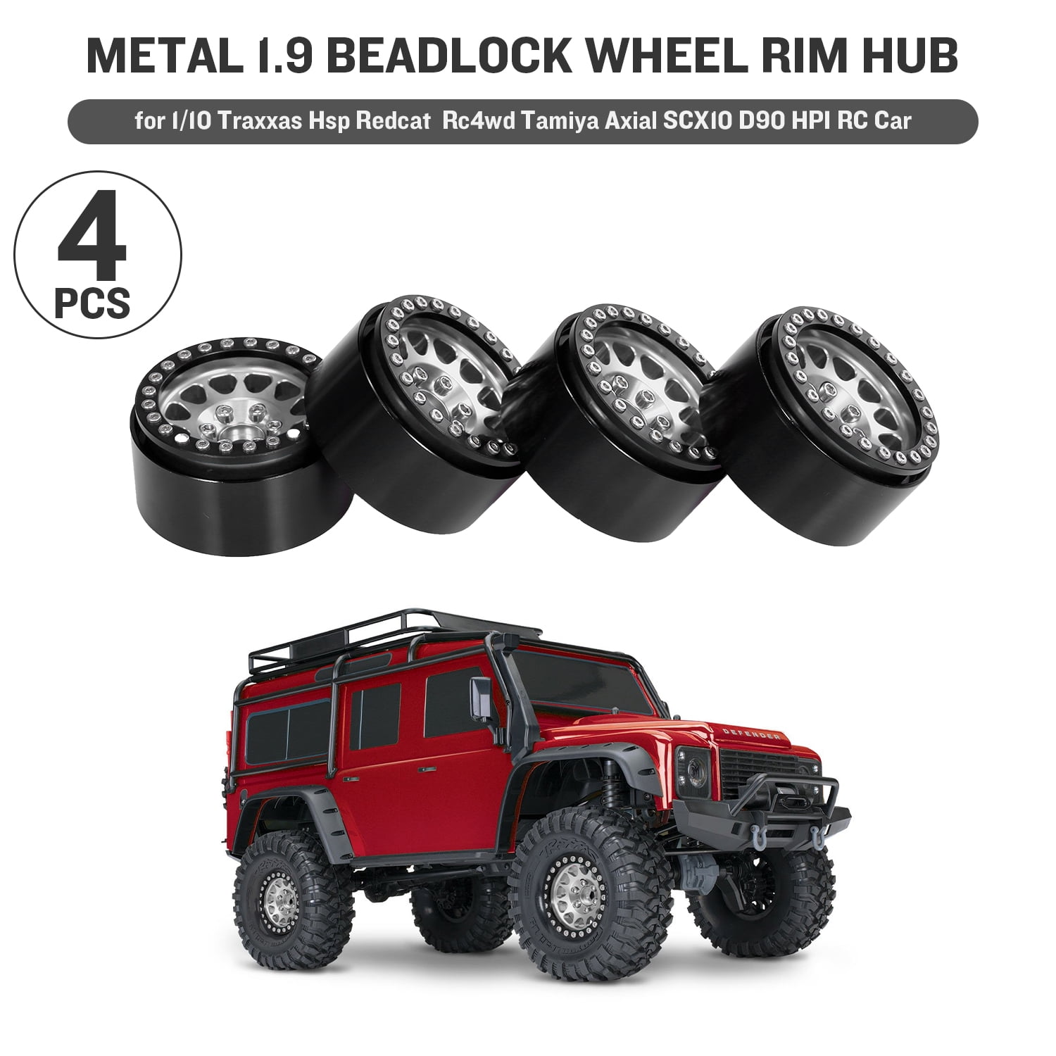 2pcs Durable RC Car Metal Beadlock Wheel 1.9 R i m Hub w//Brake Disc for SCX10II D90 TRX4 1:10 Crawler RC Beadlock