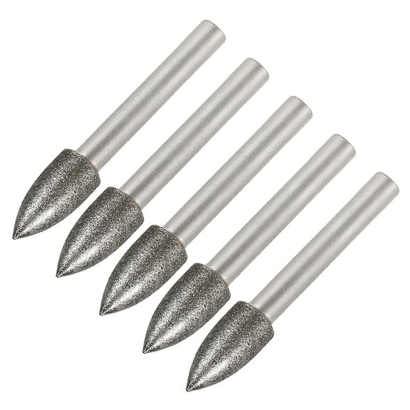 Diamond Burrs Grinding Drill Bits for Rotary Tool 1/4-Inch Shank 10mm Tapered 120 Grit 5 Pcs