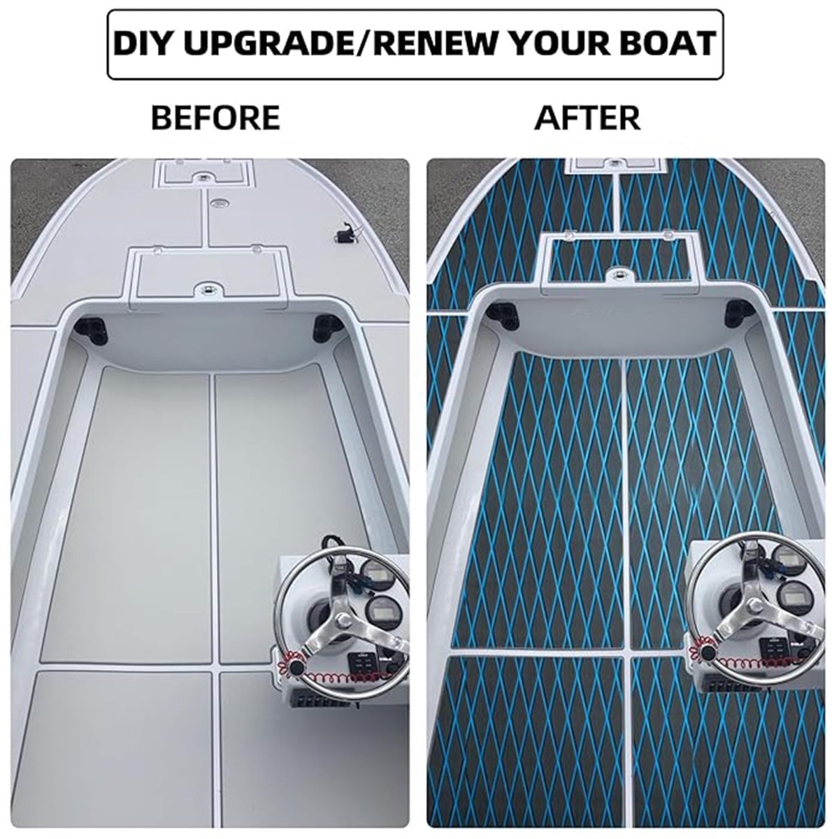 Boat Flooring EVA Foam Boat Decking Marine Mat Non-Slip Self-Adhesive Flooring Sheet for Motorboat Kayak Surfboard Garden Swimming Pools, 74.8" x 27.6"
