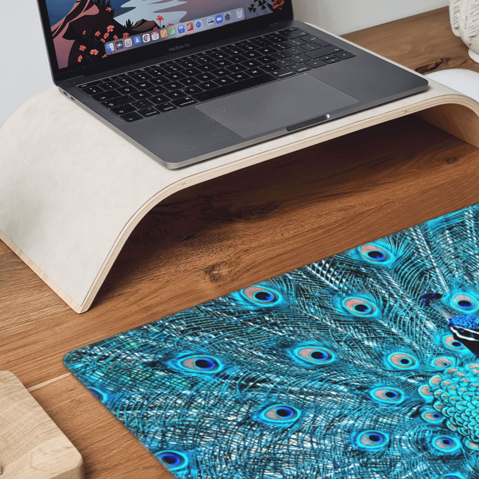 Naloa Beautiful Blue Peacock Gaming Mouse Pad Large Mouse Mat Long Extended Desk Pad Non-Slip Rubber Mice Pads Stitched Edges Thin Pad (16x29.5 Inch)