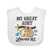 Inktastic My Great Aunt Loves Me with Sloth and Hearts Boys or Girls Baby Bib