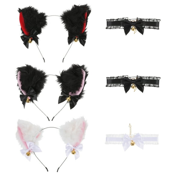 3 sets Cats Cats de encaje de encaje con accesorio de vestuario de cosplay de campana