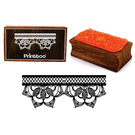Printtoo Lace Ornate Border Design Rectangular Wooden Rubber Stamp Scrap-Booking