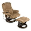 Relaxzen Ultra-Lux Microsuede Reclining Massage Chair & Ottoman, 8 Motors with Heat