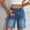 *Blue, variant on Women's Elastic Waist Denim Knee Length Shorts with Pockets,Casual Jean Bermuda Pants Blue,Womens Plus XL