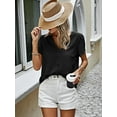 thumbnail image 5 of Weardear Women Short Sleeve Tops Summer Western Chiffon Blouses Dressy Casual Work Pearl Shirts, 5 of 7