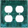 thumbnail image 5 of Metal Light Switch Plate Cover Elegant Green Letter Frame Damask DAM069, 5 of 15