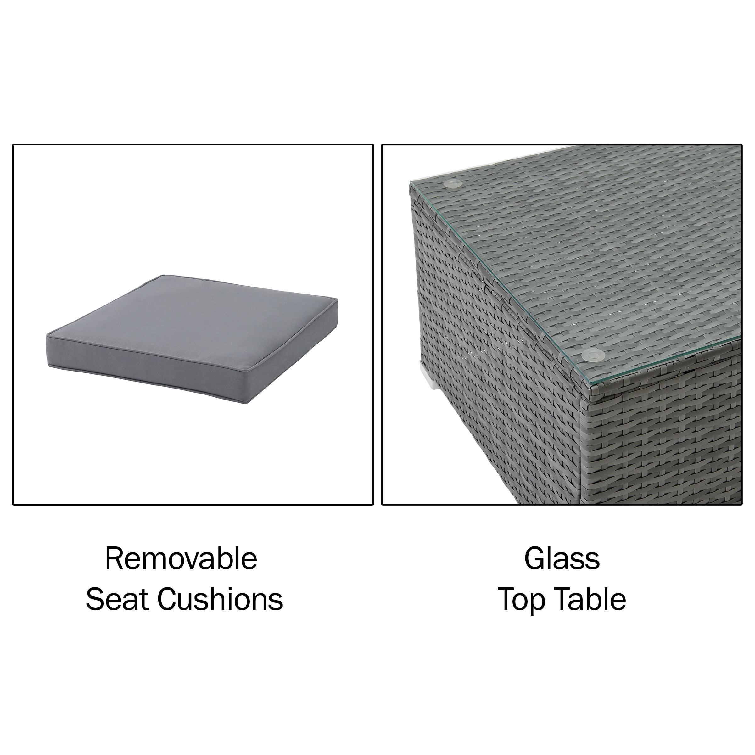 Lavish Home 3-Piece Cushioned Rattan Sectional Sofa Outdoor Patio Furniture Set, Gray