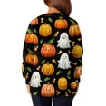 thumbnail image 5 of WTOBBY Halloween Themed Women's Workwear Jacket Tops with Long Sleeve Standing Collar Single Breasted Design - Casual Fashion Jacket for Nurses and Daily Professional Wear,Orange M, 5 of 5