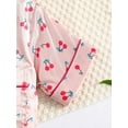 thumbnail image 4 of 2pcs Girls Cherry Print Satin Lapel Neck Pajama Set, 4 of 6