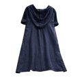 thumbnail image 4 of Aloohaidyvio Summer Spring Plus Size Dresses for Women 2024 Women's Solid Short Sleeve Hooded Button Mini Beach Boho Dresses, 4 of 5