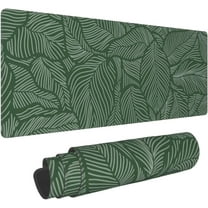 XL Mouse Pad Gaming, Green Floral Large Mousepad Design with Split Leaf, Extended Keyboard Mats for Desk, Stitched Big Long Computer Loptop Pads Gifts for Women and Men, 31.5 * 11.8 in