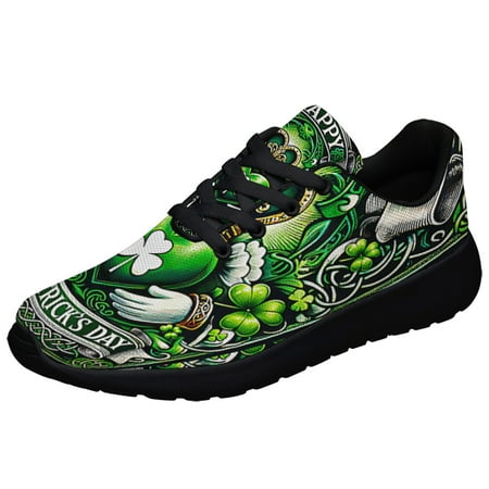 

St Patrick s Day Claddagh Symbol and Shamrocks Shoes Sneakers Black Size 5