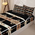 thumbnail image 3 of jejeloiu Ethnic Aztec Print Zipper Full Size Comforter Sets with Fitted Sheet and 2 Pillowcases,Retro Boho Style Zipper Bedding Set For Boys,Black Brown,Black Reversible,4-Piece, 3 of 7