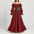 thumbnail image 7 of Renaissance Costume Women Bell Sleeve Off Shoulder Lace up Ruffle Medieval Corset Dress Halloween Costumes, 7 of 7