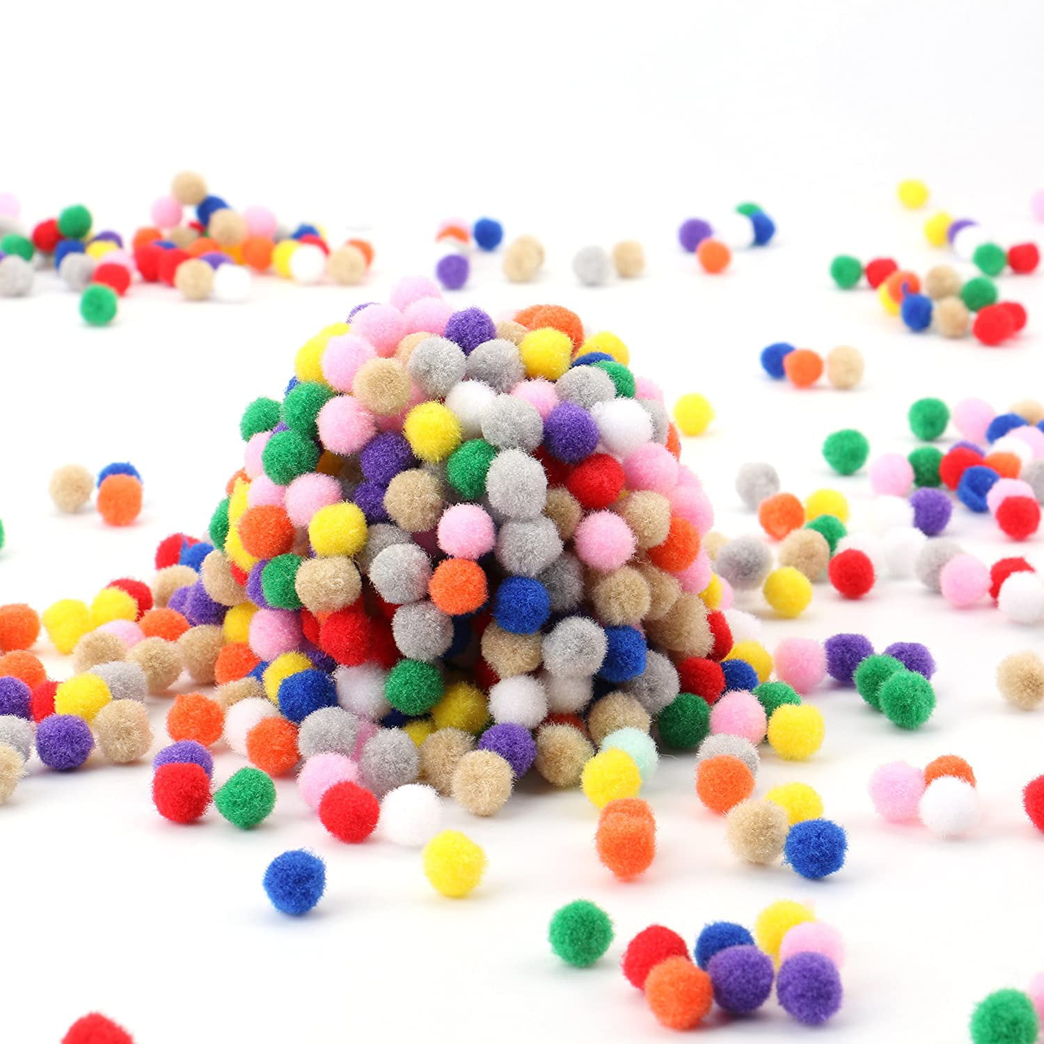 Tebery 2000 Pcs 1cm Multicolor Arts and Crafts Fuzzy Pom Poms Balls Assorted Pom Poms for DIY Creative Crafts Decorations 