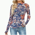 thumbnail image 2 of Towmus Womens Lace Long Sleeve Mesh Top Floral Neck Going Out Top Sheer Blouse Fashion Fall Outfits 2025, 2 of 6