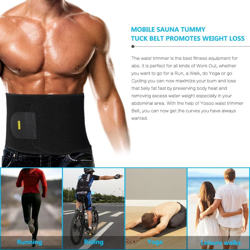 Yosoo Waist Trimmer Belt - Neoprene Waist Sweat Band For Slimmer Water  Weight Loss Mobile Sauna Tummy Tuck Belts Black