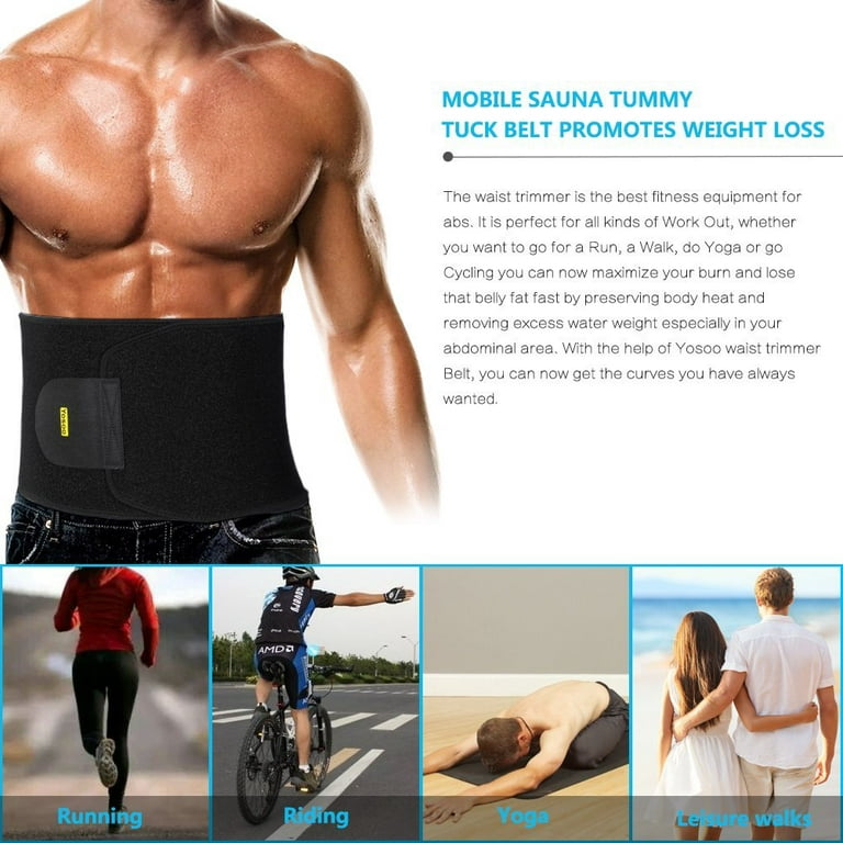 Yosoo Waist Trimmer Belt - Neoprene Waist Sweat Band For Slimmer Water  Weight Loss Mobile Sauna Tummy Tuck Belts Black 
