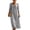Gray, variant on Ohufall Cotton Linen Dress for Women Bow Square Neck Maxi Dress 3/4 Sleeve Loose Solid Color Dresses