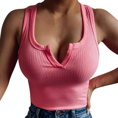 EHQJNJ Womens Tank Tops Loose Fit Workout Solid Color Ribbed Slim Fit Open Women Vest Camisole Back Halter Neck Knit Women s Blouse Tube Tops for Women Plus Corset Tops for Women Plus Size White