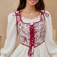 thumbnail image 2 of Women's Vintage Floral Corset Lace-Up Fishbone Print Vest Renaissance Pirate Costume, 2 of 5