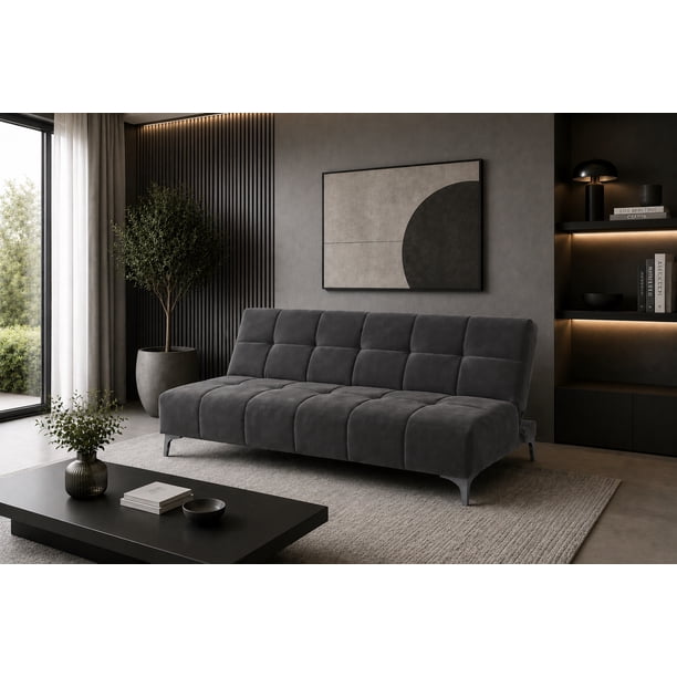 Sofa Cama Reclinable El Bazar Store New York Terciopelo Gris Oxford Futón 3 posiciones Sala